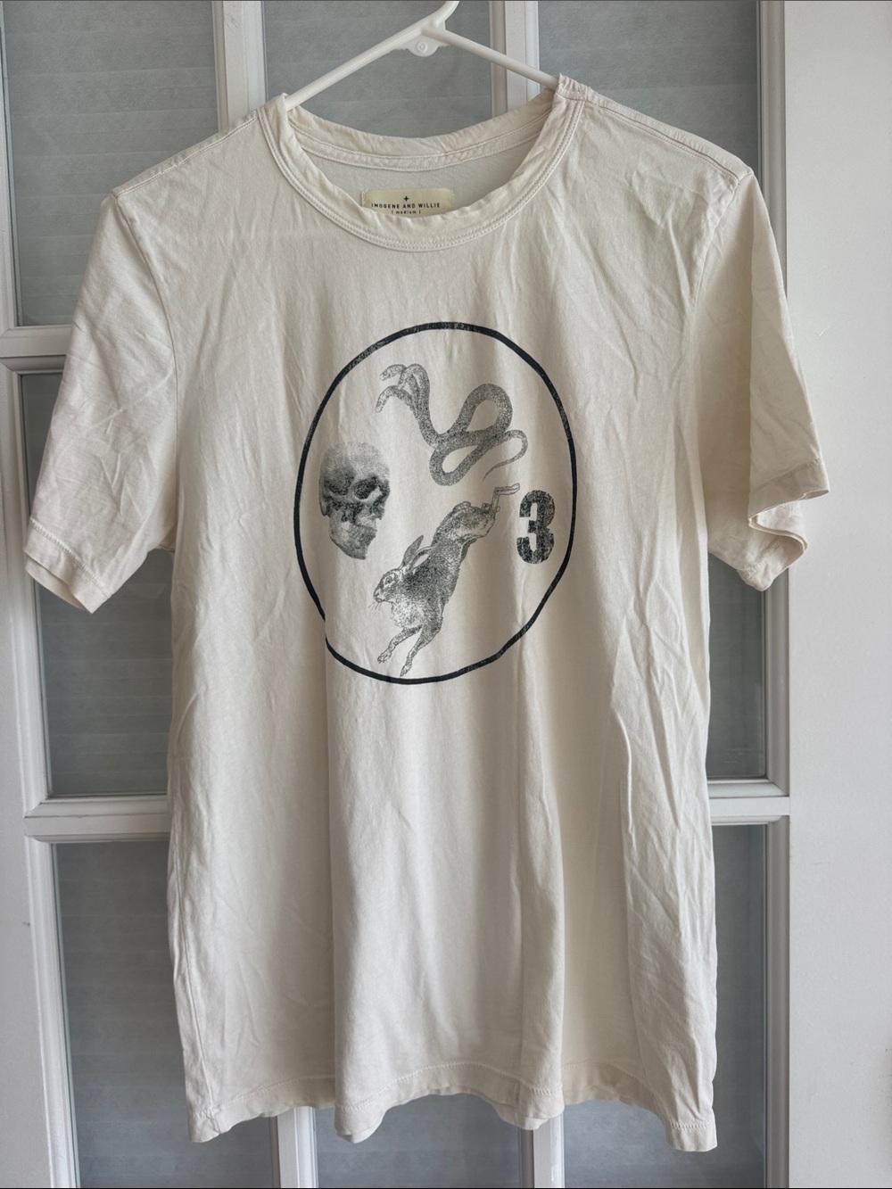 imogene + willie Cream Short-Sleeve *Rare* Black Graphic Size Medium